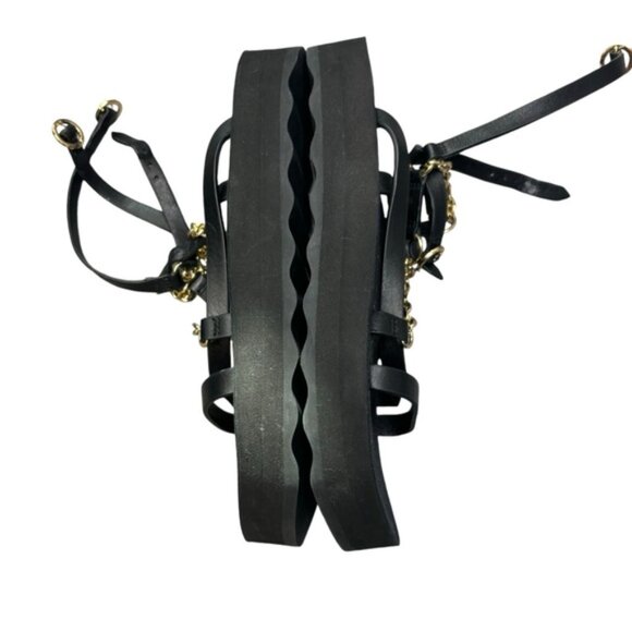 NEW* MAJE Frankie Black/Gold Chain And Charm-Embellished Leather Sandals Size 37 - Picture 8 of 8